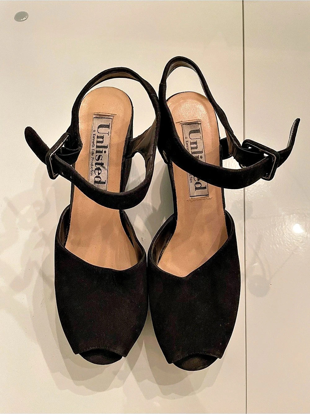 Unlisted ankle-strap peep-toe platform heels Black Peep-Toe Platform Heels